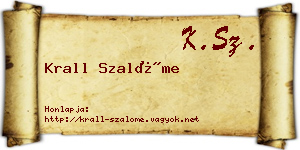 Krall Szalóme névjegykártya